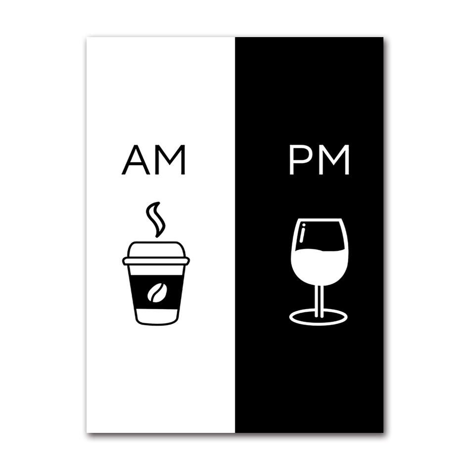 Wall Art Home Decor Modern Picture Am Coffee PM Wine Sign Print Kitchen Restaurant Poster Canvas Painting Modular Nordic Style