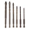 6PCS Eccentric Drill Bits 4 Flute Serrated Twist Bit Set for Concrete Masonry Glass Brick Cement