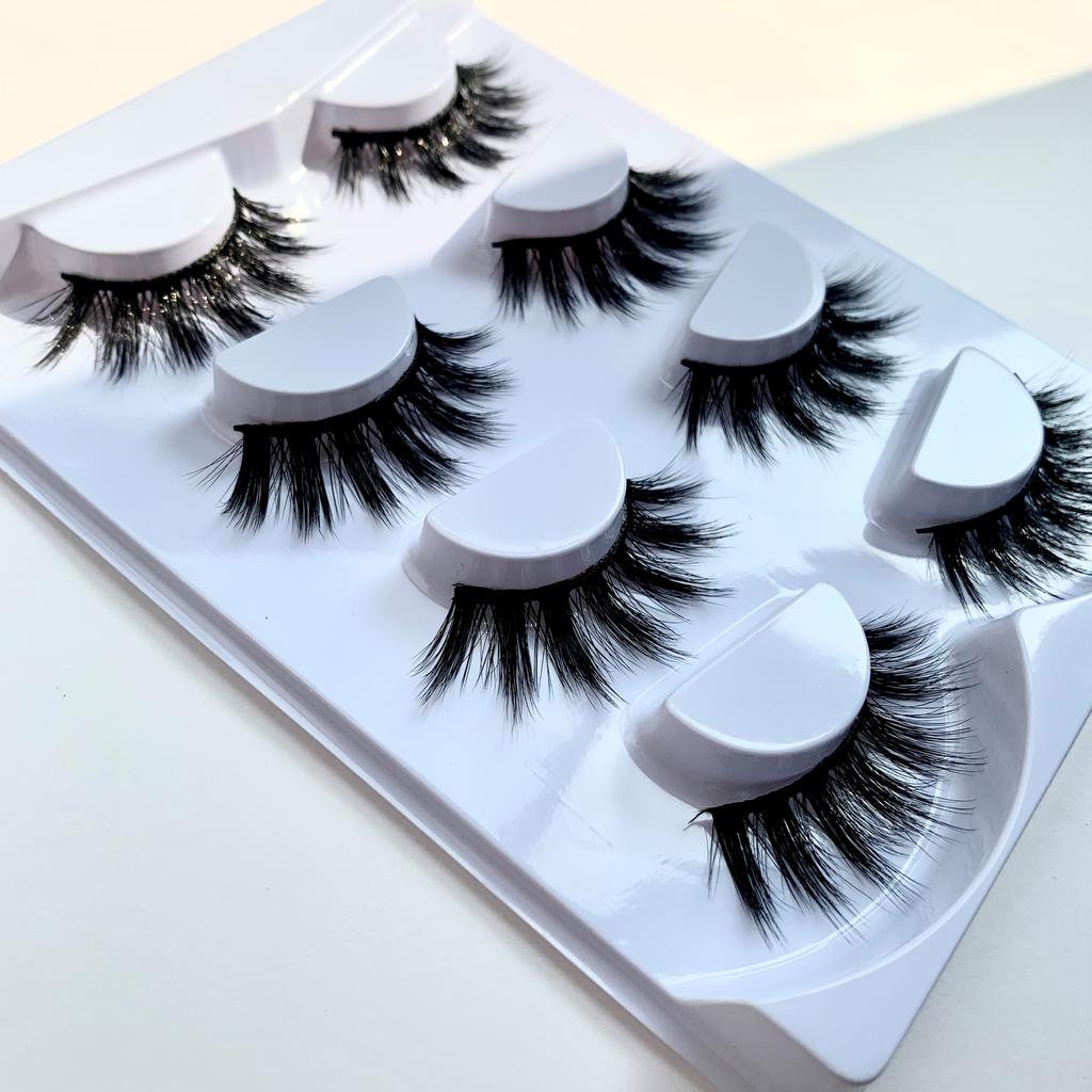 4 Pairs 3D Faux Mink Lashes Fluffy Soft Full Thick Wispy Natural Long False Eyelashes Curly Lashes Lashes