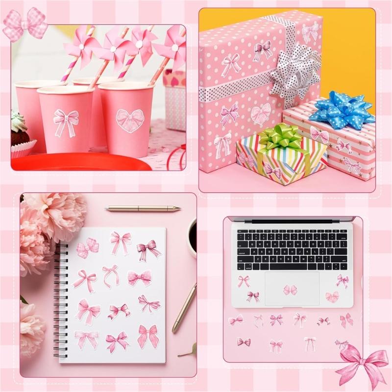 500 шт. Эстетичная наклейка Декоративная наклейка Розовые банты Наклейка-печать Наклейка-благословение для дневника, скрапбукинга