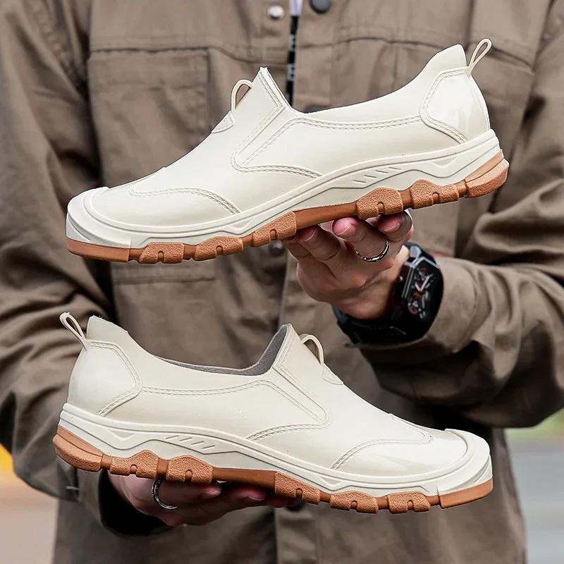 2024Мужские резиновые сапоги, водонепроницаемые резиновые сапоги, мужские ботильоны, кухонная обувь, резиновые водные сапоги для отдыха на открытом воздухе