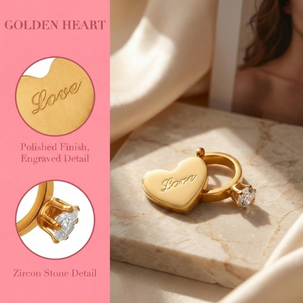 Vintage Heart Ring Pendant Necklace Gold Romantic Heart Necklace Love Inspired Choke Couple