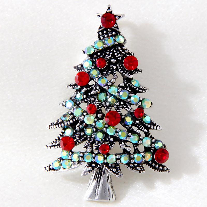 Брошь в виде сверкающей бриллиантовой рождественской елки для женщин