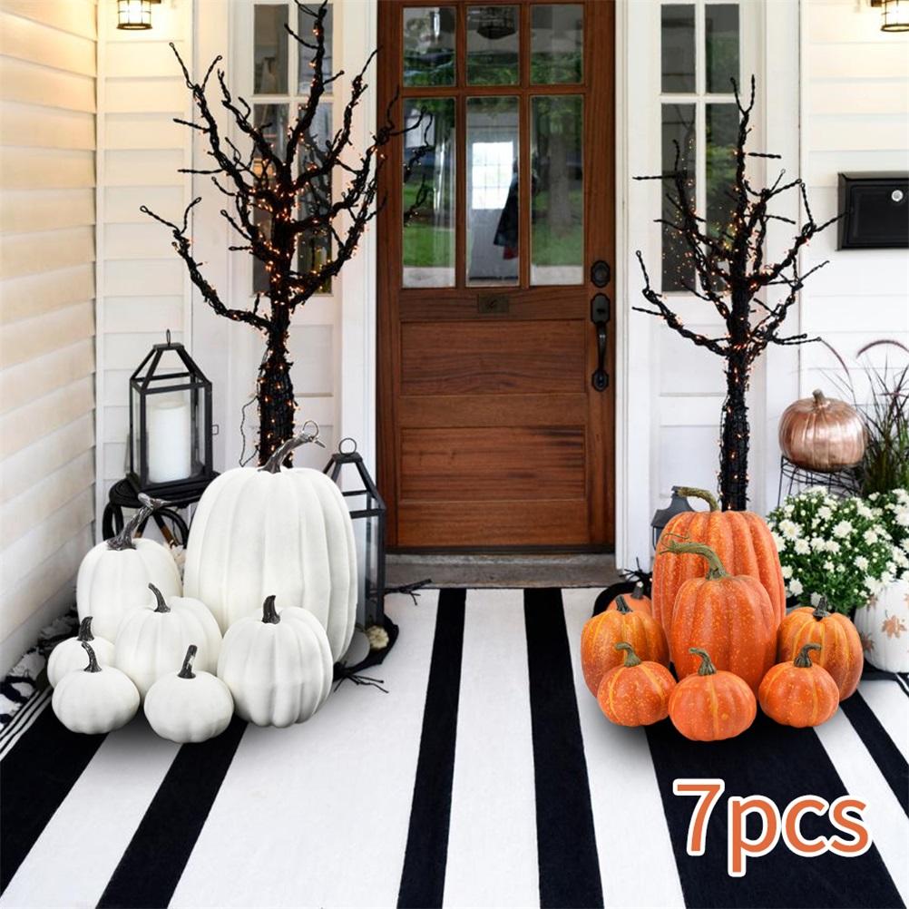 7PCS Simulation Pumpkin Model Artificial Pumpkin Decoration Home Table Decor for Thanksgiving and