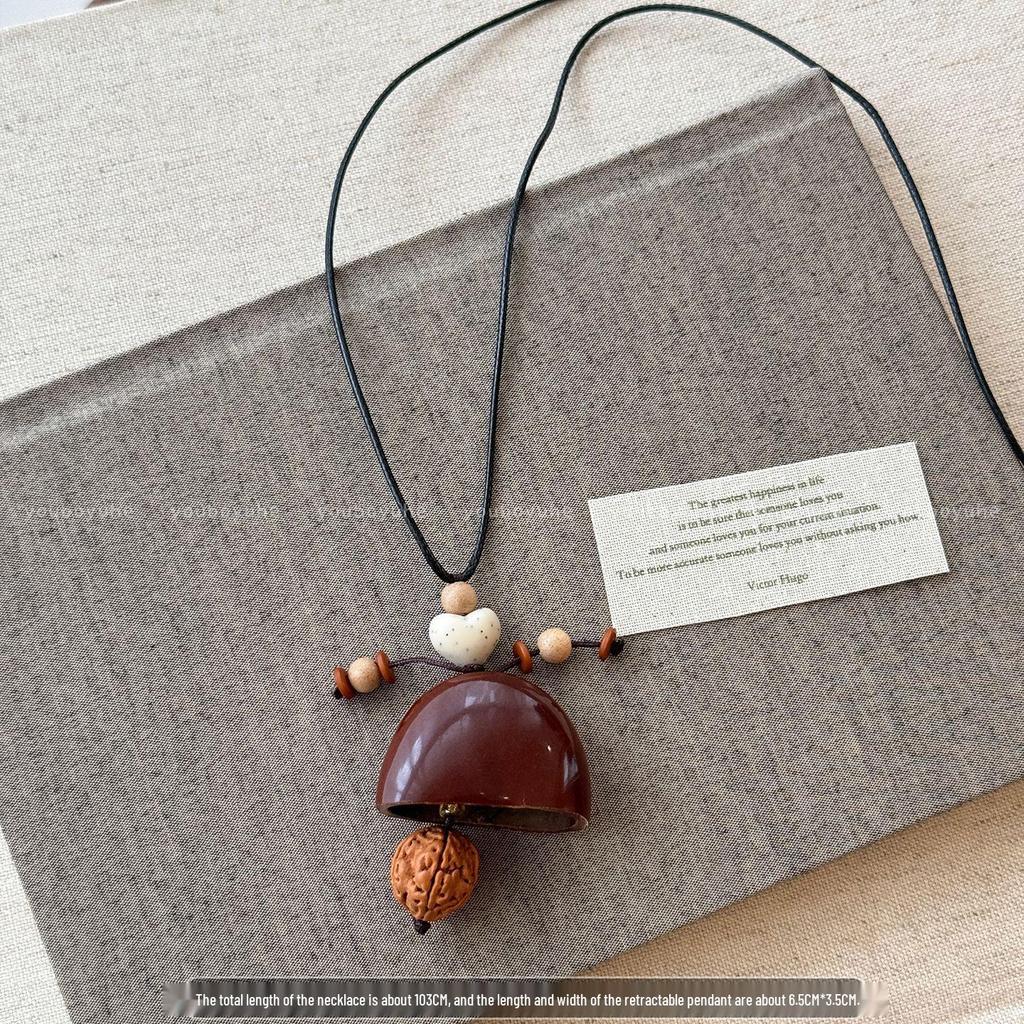 Новое ожерелье из бусин с кулоном в виде сердца в китайском стиле - Элегантная ретро длинная цепочка для свитера для женщин