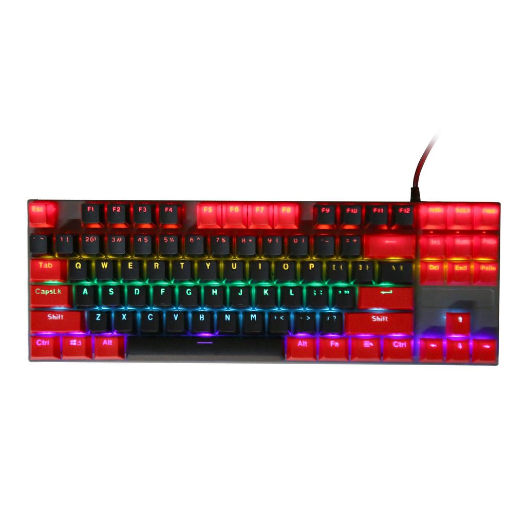 Mechanical Keyboard 87 Keys Blue RGB Backlit Contrast Color Ergonomic Wired Keyboard for Laptop Desktop PC