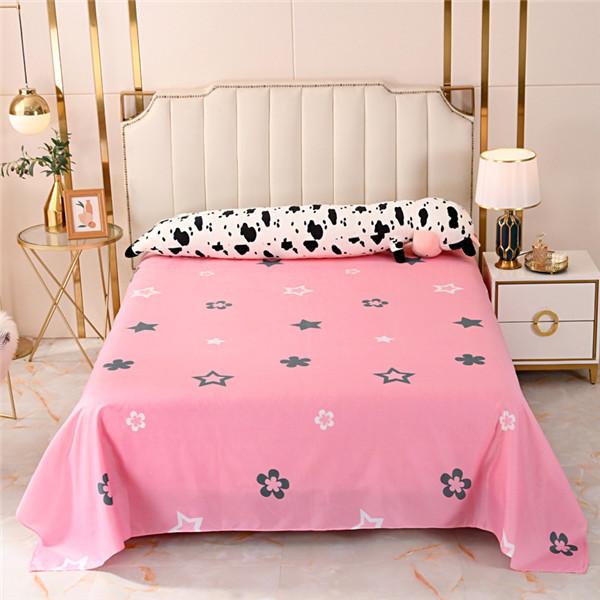 Bed Sheet Polyester Cotton Printed Fitted Sheet Bedding Flat Sheet Soft Breathable Bed Linens (No Pillowcases )