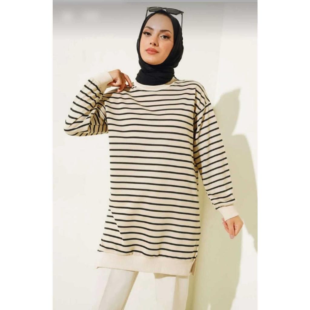 Туника из двух ниток Туника в хиджабе Туника в полоску Толстовка Платье Туника Сезонная осень