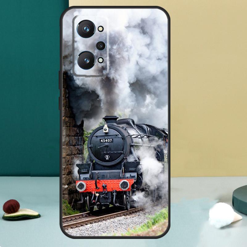 Винтажный паровоз Железная дорога Для Realme 14 13 Pro Plus 10 11 12 GT 5 6 6T GT7 Pro C61 C55 C53 C51 C21Y C25S C75 C67 Чехол
