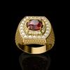 Роскошные украшения Новое мужское кольцо, Позолоченное рубиновое мужское кольцо