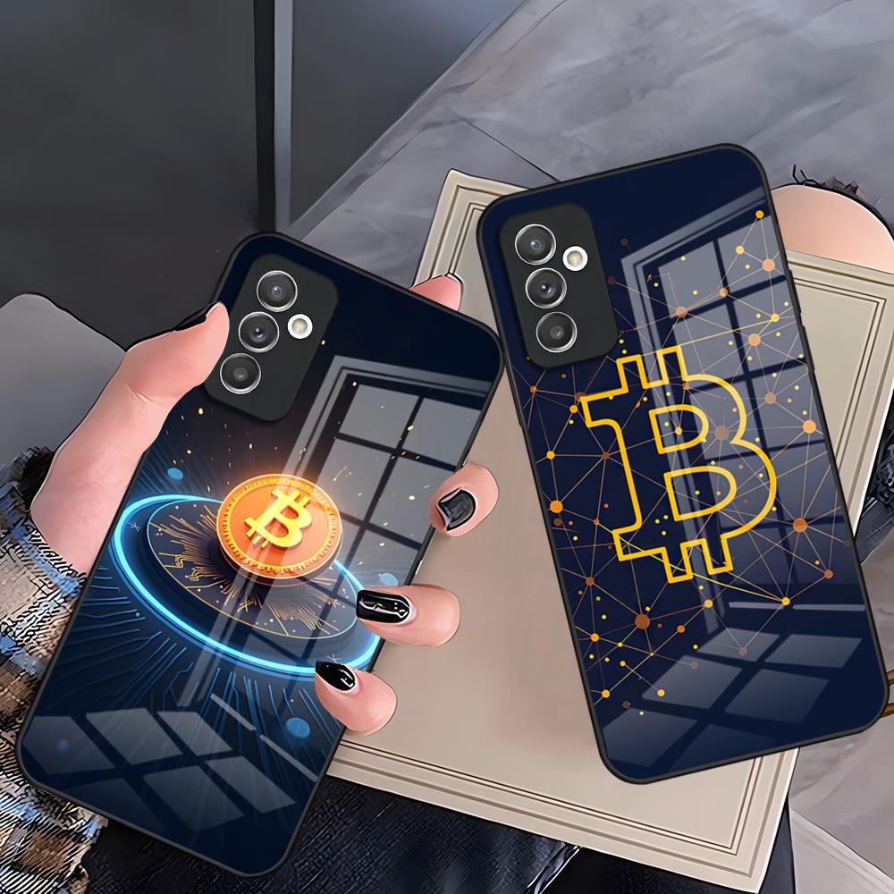 Bitcoin Phone Case For Samsung A25 A13 A33 5G A54 A36 A35 A56 A52 A14 Shockproof Glass Cover