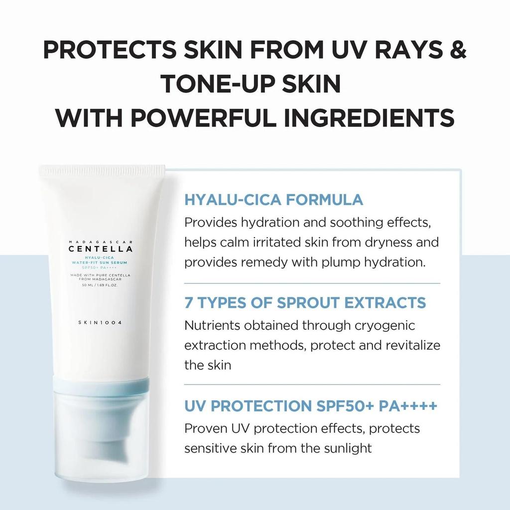 Skin1004 Мадагаскарская центелла Hyalu-Cica Water-Fit солнцезащитная сыворотка 50 мл SPF50+ PA++++
