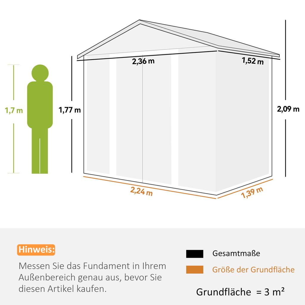 Garden Shed, Tool Shed, Garden House with Window, Weatherproof, Wood Look, Steel, 152 x 235.7 x 208.7 cm, Brown