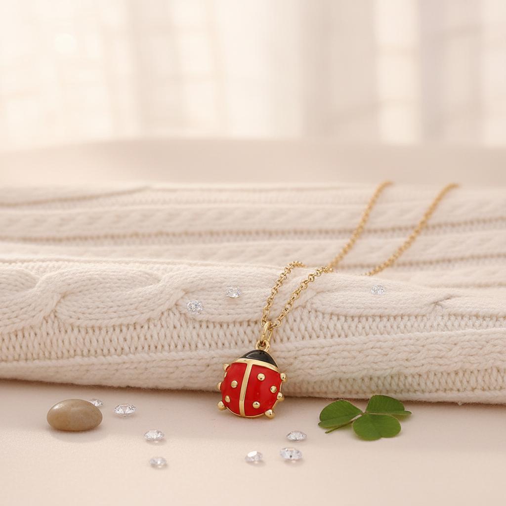 Ladybug-Pendant Necklace With Zirconia For Women Lightweight Allergy Free Jewelry Gift