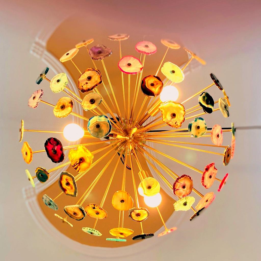 Premium Stone Half Sea Urchin Chandelier Big Size Iconic Italian Agate Stones Flush Mount Chandelier