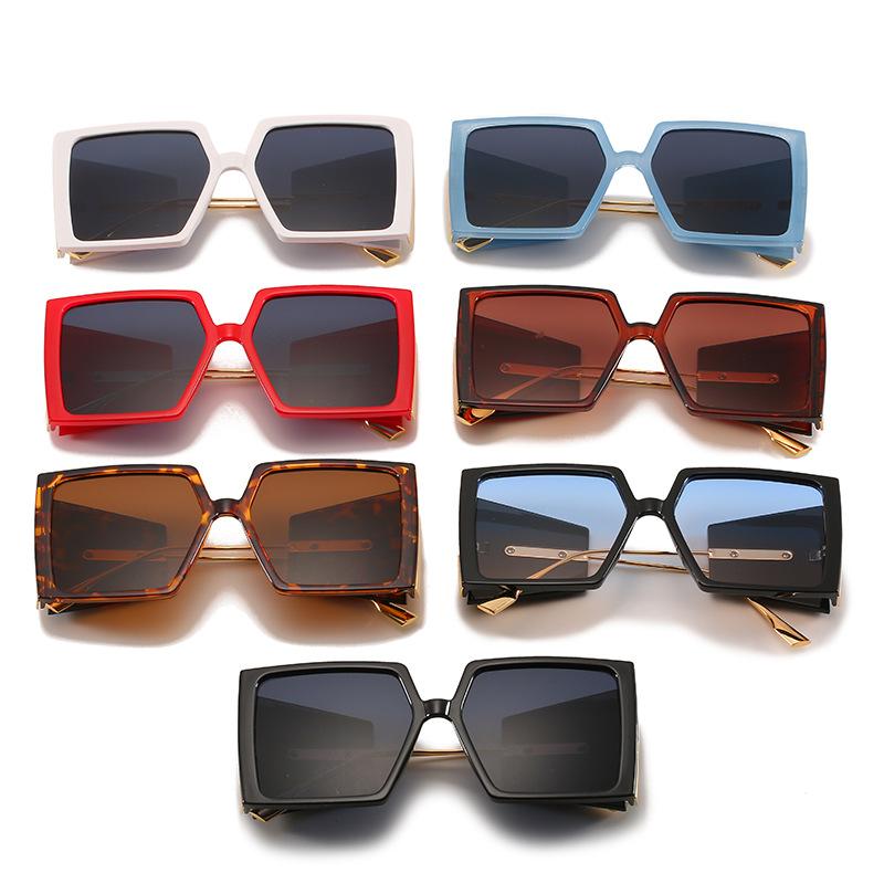 Квадратные солнцезащитные очки, Модные очки с большой оправой в том же стиле, Персонализированные рисовые ногти, Металлические солнцезащитные очки для женщин