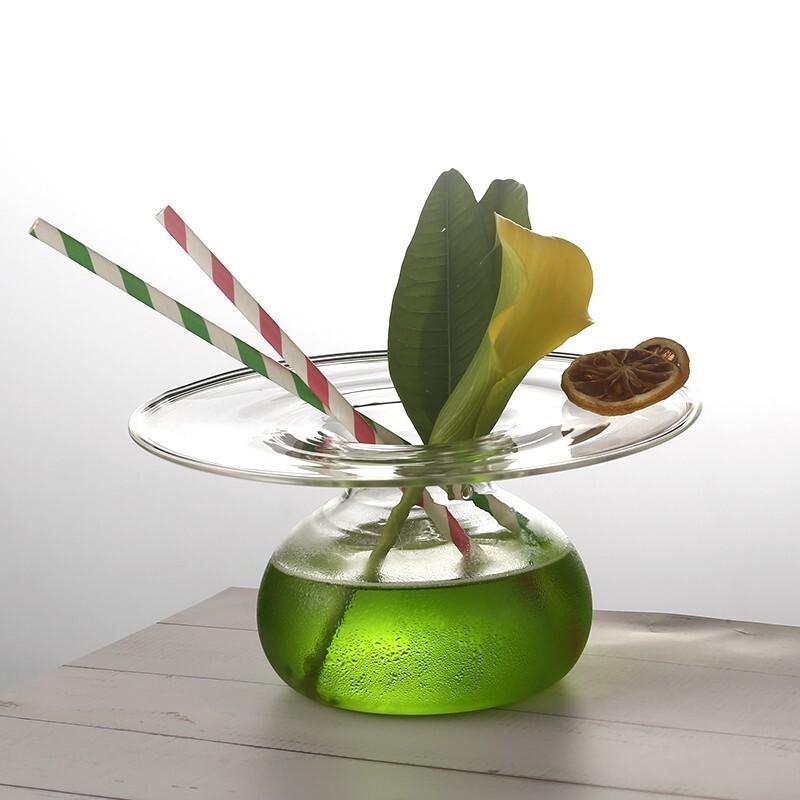 Creative UFO Cocktail Glass Bar Restaurant Glassware Tableware Flying Saucer Smoothie Juice Cup Japan Cuisine Dry Ice Art Plate