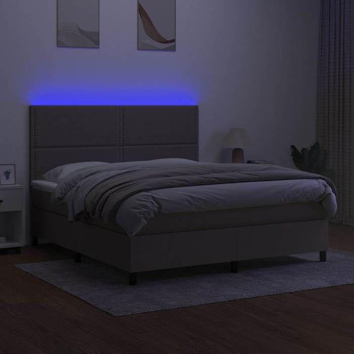 Maison Exclusive - Sommier à lattes de lit et matelas et LED Taupe 180x200cm Tissu