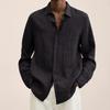 2026 Spring/Summer Long-Sleeved V-Neck Loose Button-Up Shirt for Men