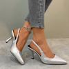 Women's Summer Sexy Pointed Toe Simple Solid Color High Heels PU Leather Outdoor Casual Party Dress Women's Sandals