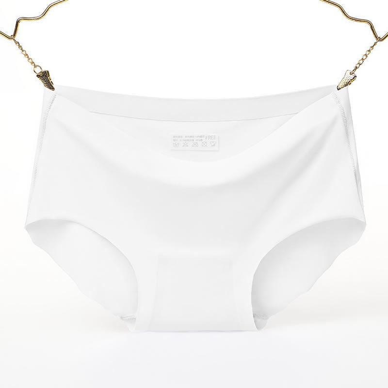 Women's Mid-waist Sexy Underwear Large Size Briefs Quick Dry Thin Seamless Ice Silk Panties