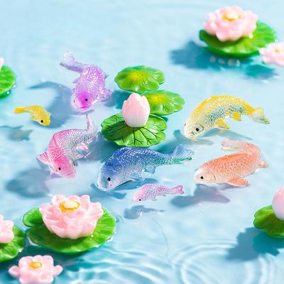 10 шт./лот, разноцветные рыбки кои, миниатюрные миниатюры животных, мини-фигурка, аквариум, сказочное украшение для сада, мох, террариум, микропейзаж