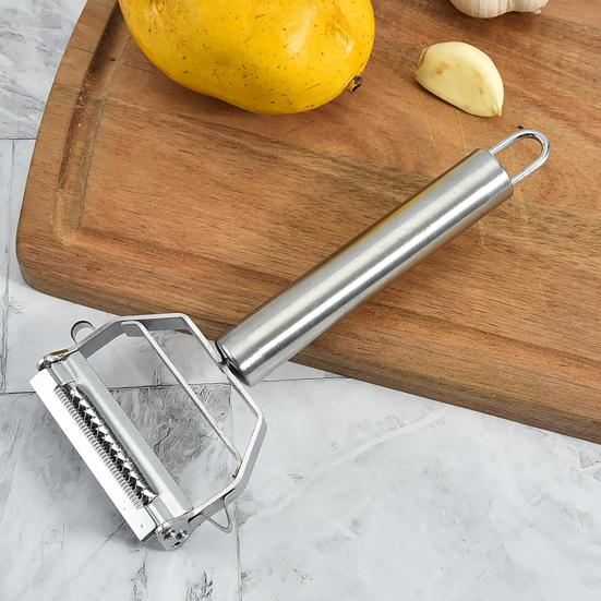 Терка для очистки овощей Многофункциональная нержавеющая сталь с удобной ручкой с двойной головкой и удобным крючком для хранения