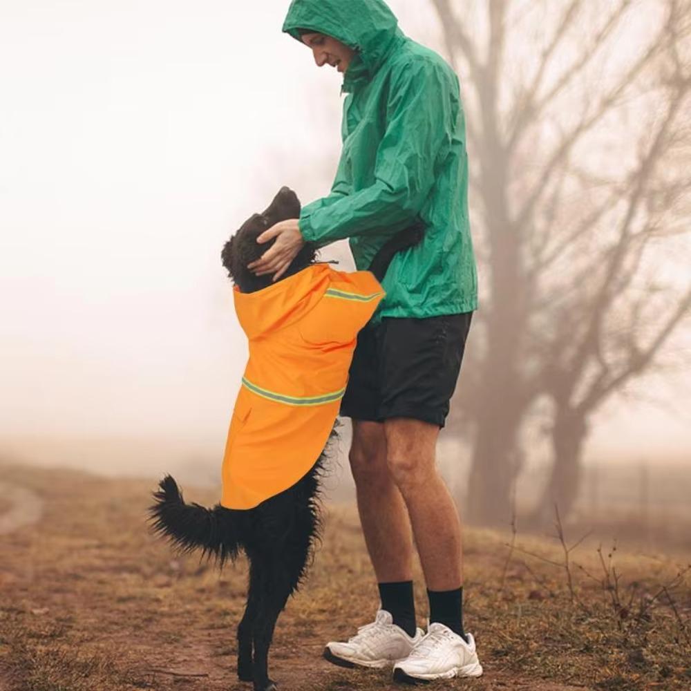 High-Visibility Rain Coat Adjustable Dog Rain Poncho Easily Wearable Pet Rain Jacket Outdoor