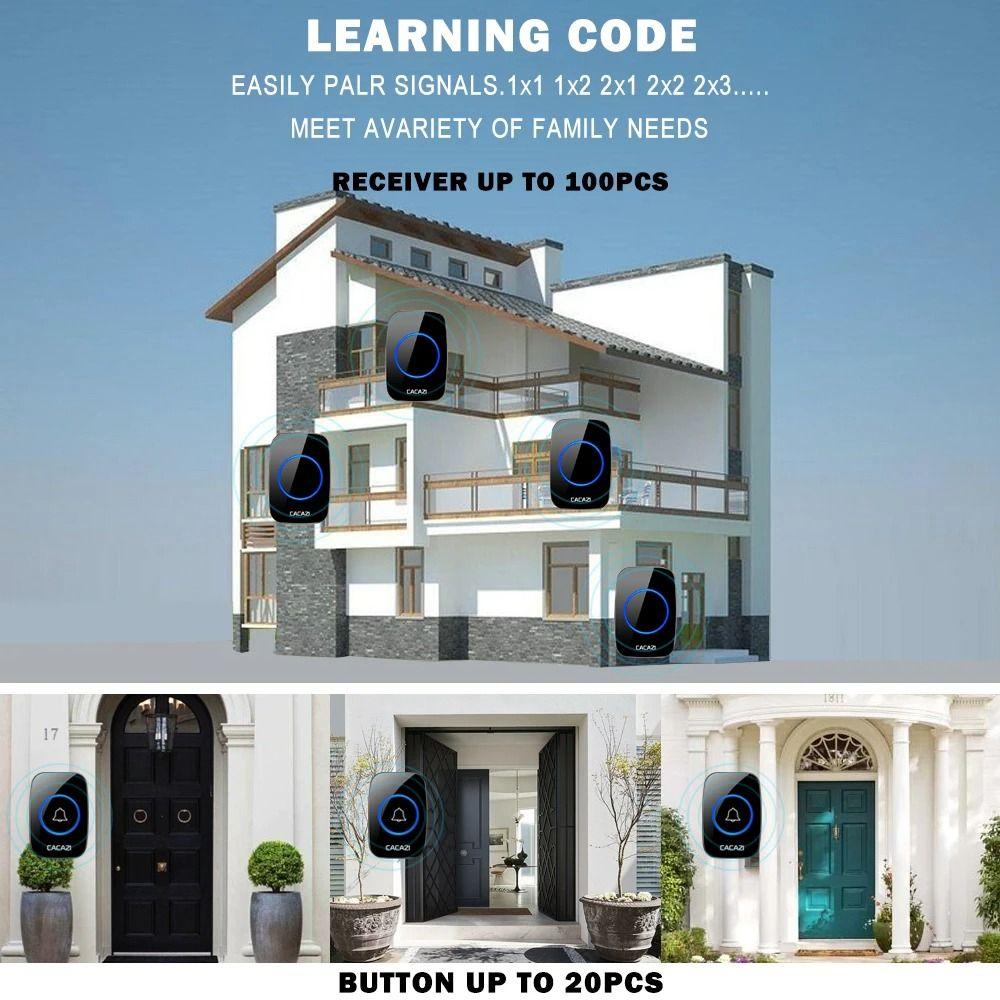 Waterproof Wireless Doorbell Long Range Cordless Call Bell No False Alarm Remote Doorbell  Home