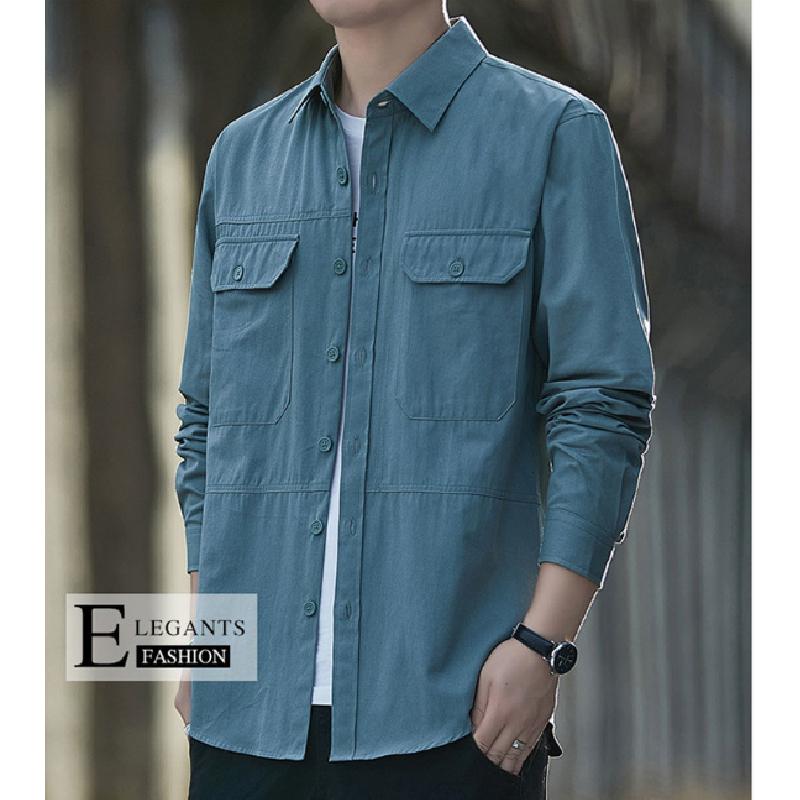 Men's pure cotton shirt, 2026 autumn new style, workwear long-sleeve casual Hong Kong style loose shirt jacket, versatile top