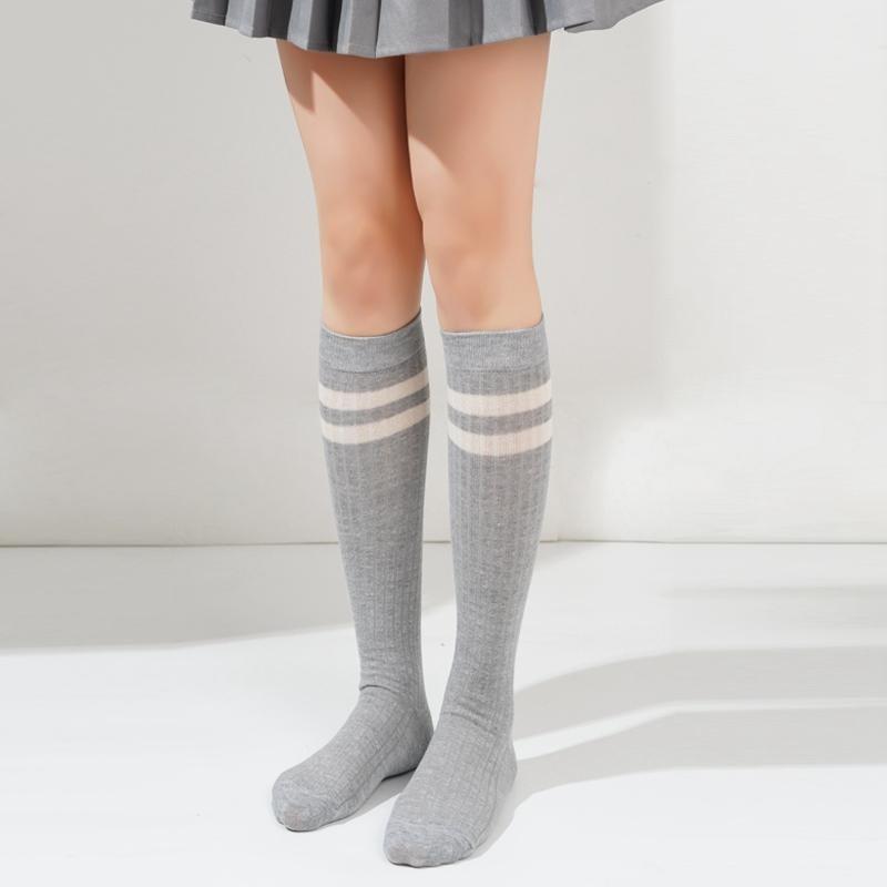 Хлопковые носки из телячьей кожи для женщин, японские носки JK, длина до колена, средние, модные, для девушек, студентов, в полоску, в стиле колледжа