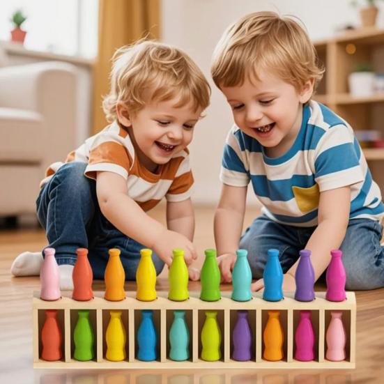 Игра «Сопоставь цвет бутылки» Развивающая когнитивные навыки Игрушка для обучения Игра на запоминание цветов и сопоставление для детей Мальчиков Девочек День Рождения Игра в помещении