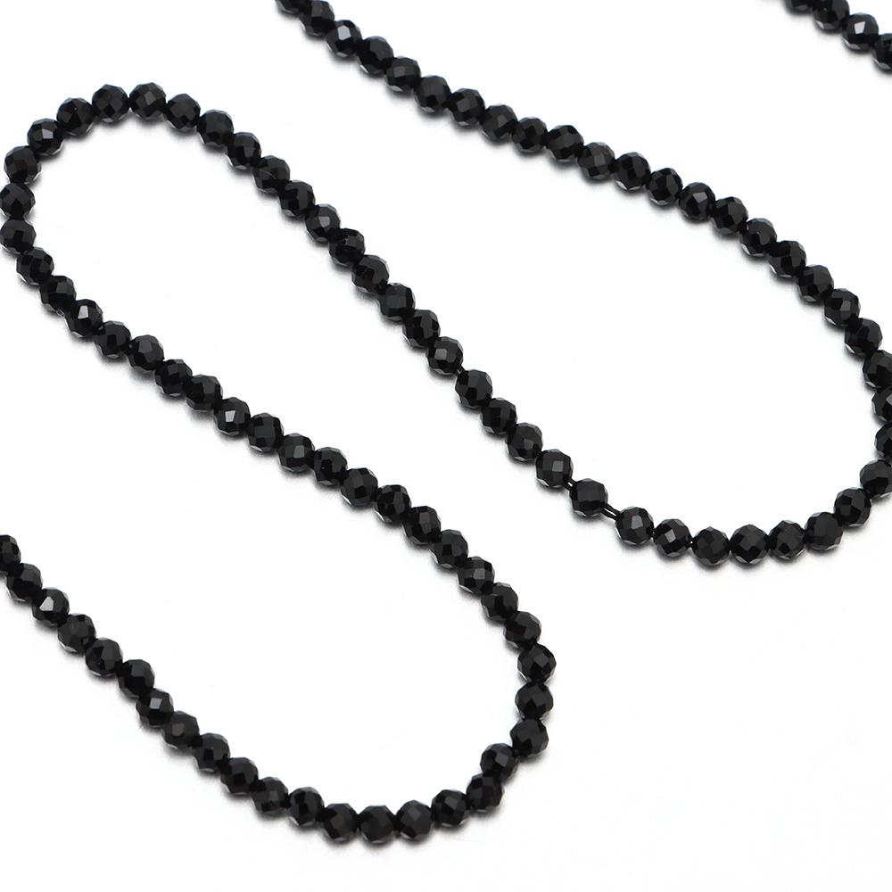 Черные Натуральные Камни 2мм Гранированные Круглые Свободные Бусины DIY Изготовление Ювелирных Изделий Черные Бусины Ожерелье