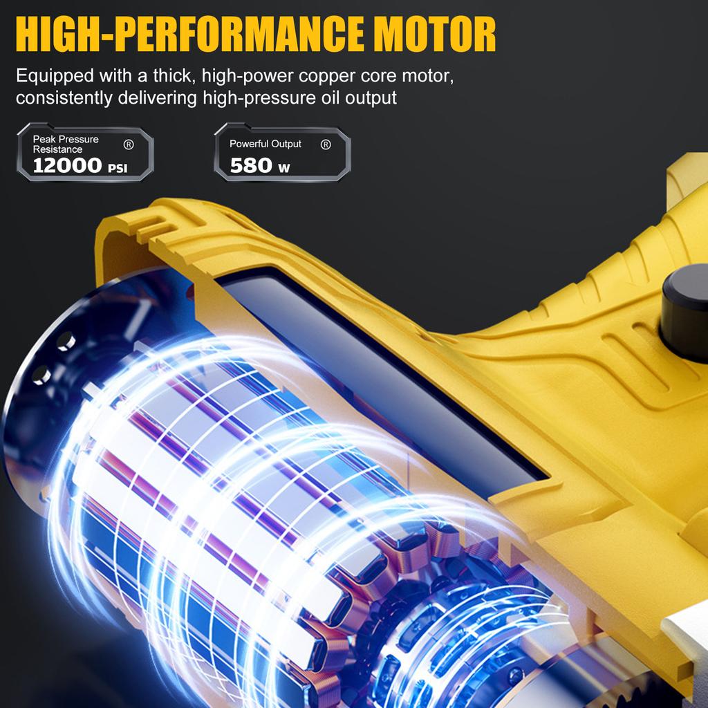 Набор для смазочного пистолета 24 В, беспроводная смазочная машина с аккумулятором 12000 PSI, со шлангом-пружиной, нагнетательной трубкой, насадками, кейсом для переноски