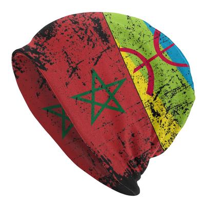 Марокканские КОРНИ Половина AMAZIGH Флаг Марокко Кепка Прохладная осень-зима Уличные шапочки с черепами Шапка Весенняя теплая вязаная шапка с капюшоном двойного назначения