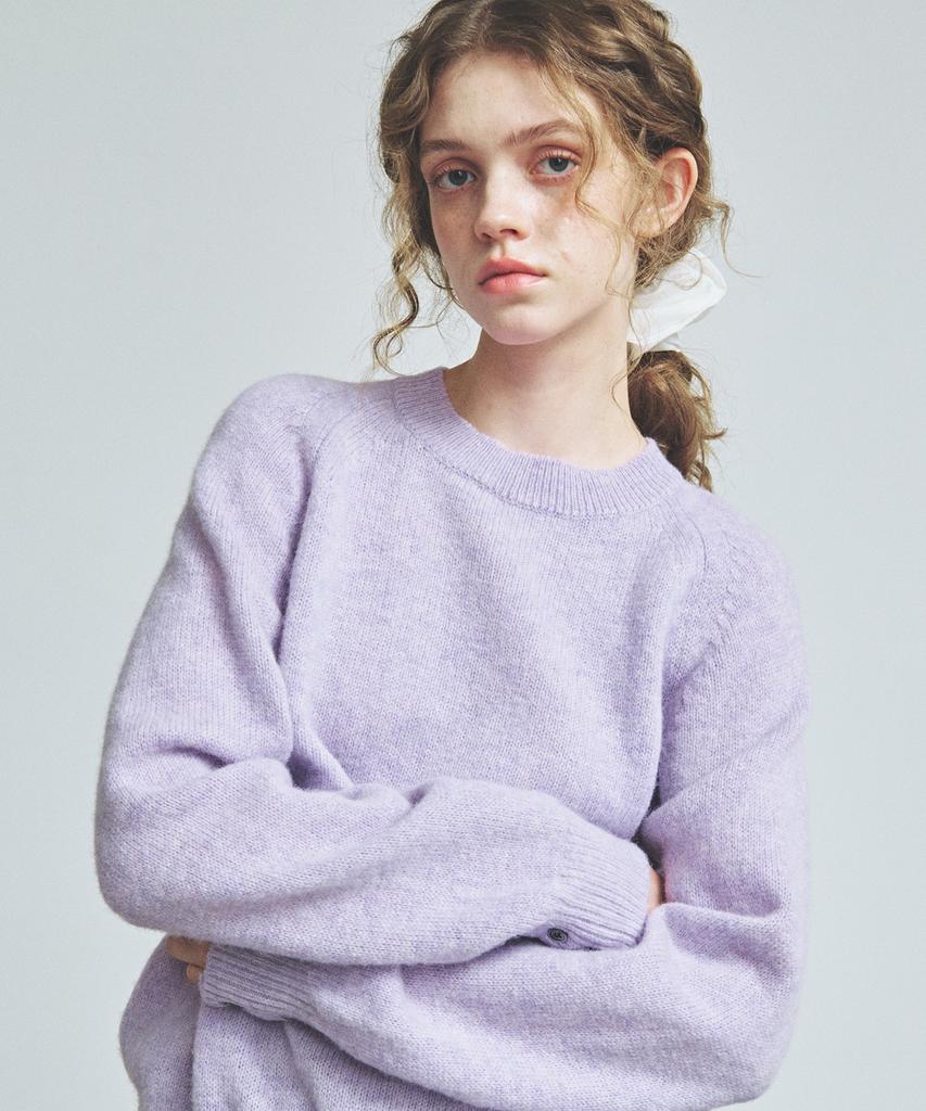 KNITTED Shaggy Dog 100% Wool Round Knit Lavender