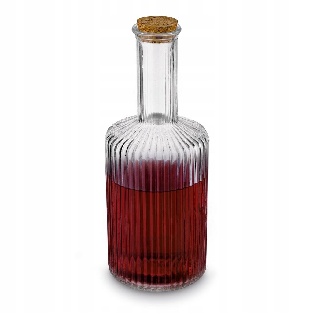 Karafka szklana z korkiem 500 ml z ozdobnym tłoczeniem do nalewek 1 szt.