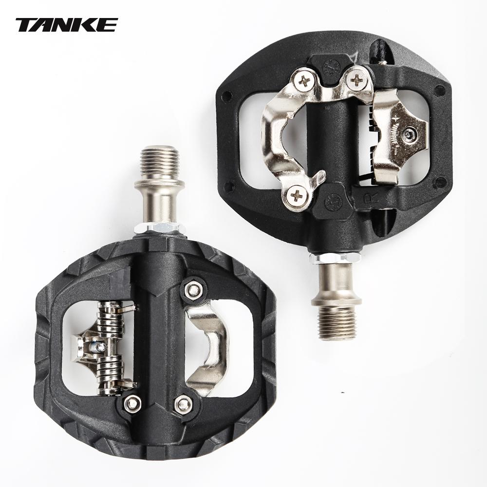 TANKE Mountain Bike Pedals 3 Sealed Bearing SPD Dual Clipless Flat & Lock Pedal Aluminum Cycling Pedals nylon cycling accessorie