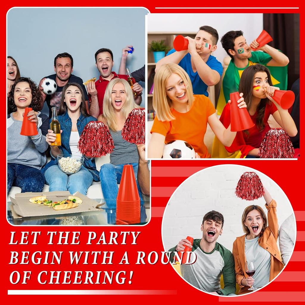 Sosation 24 штуки Мегафон для чирлидинга и помпоны для чирлидинга для создания шума, сувениры для вечеринок, спортивный мегафон для поддержки, помпоны для поддержки, танцы с мячом