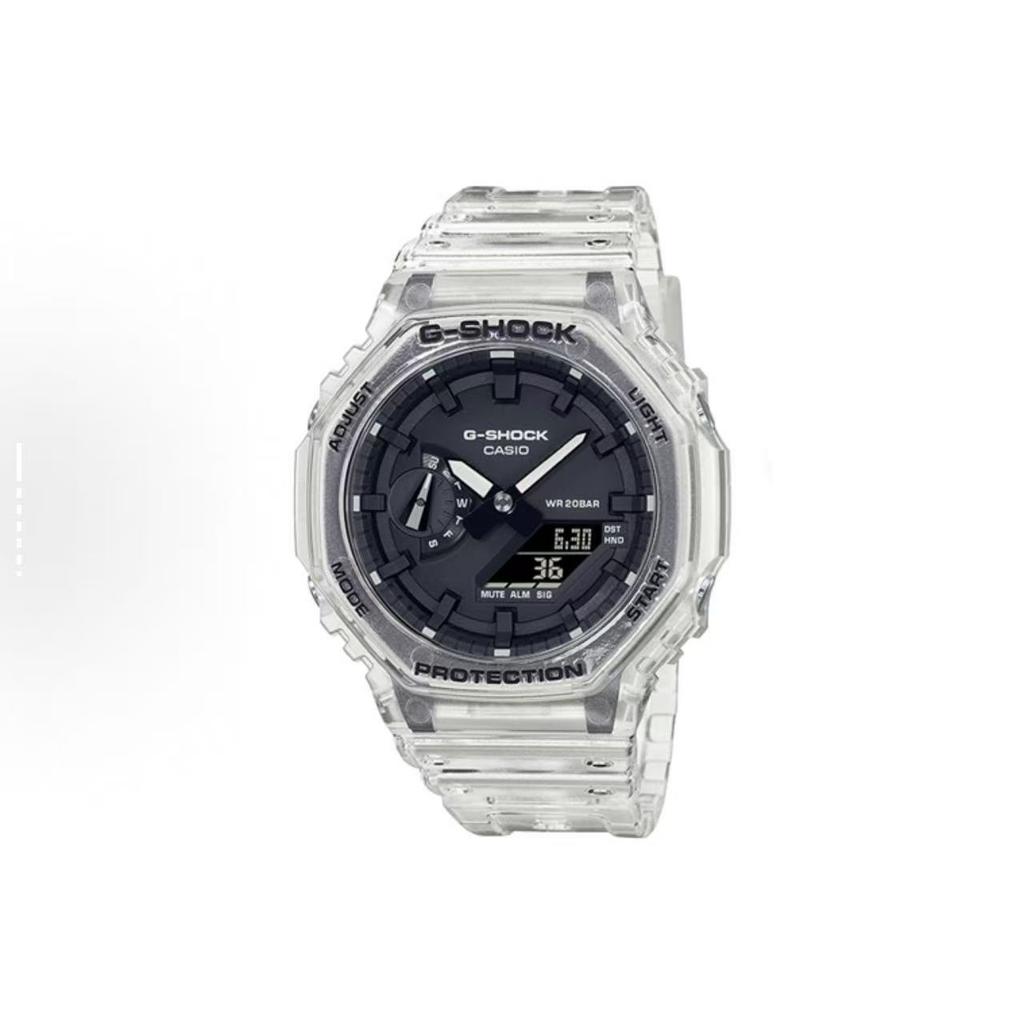 Casio Коллекция Custom GA2100 Кварцевый механизм Ремешок из нержавеющей стали Часы Мужские Часы Черный циферблат GA-2100SKE-7A(Watch3--)