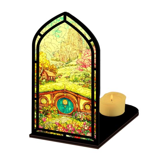 Gothic Book Nook Suncatcher Stained Glass Candle Holder Window Bookshelf Insert Diorama for Library Decor Bookish Gifts for Readers Book Lovers