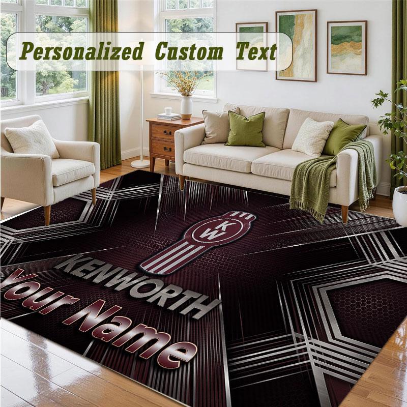Crystal Velvet Square Rug Custom NameKenworth Pattern Non Slip Home Floor Decor Rug