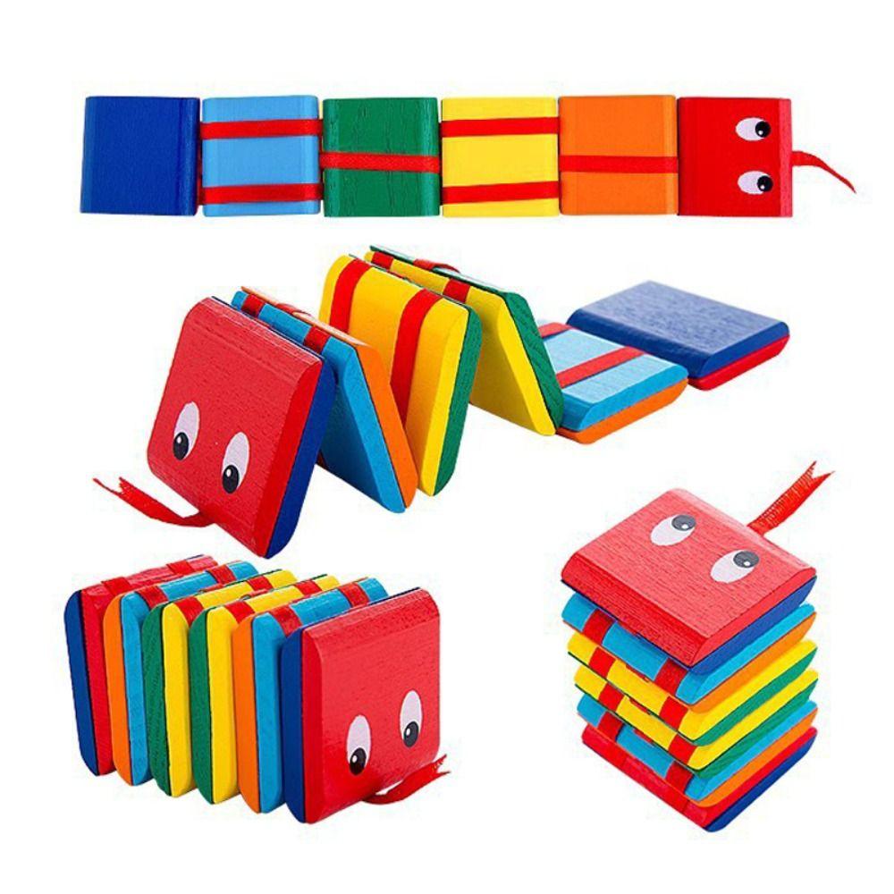 Wooden Magic Blocks Infinite Flip Puzzle Toy Fun Flip Folding Snake Early Education