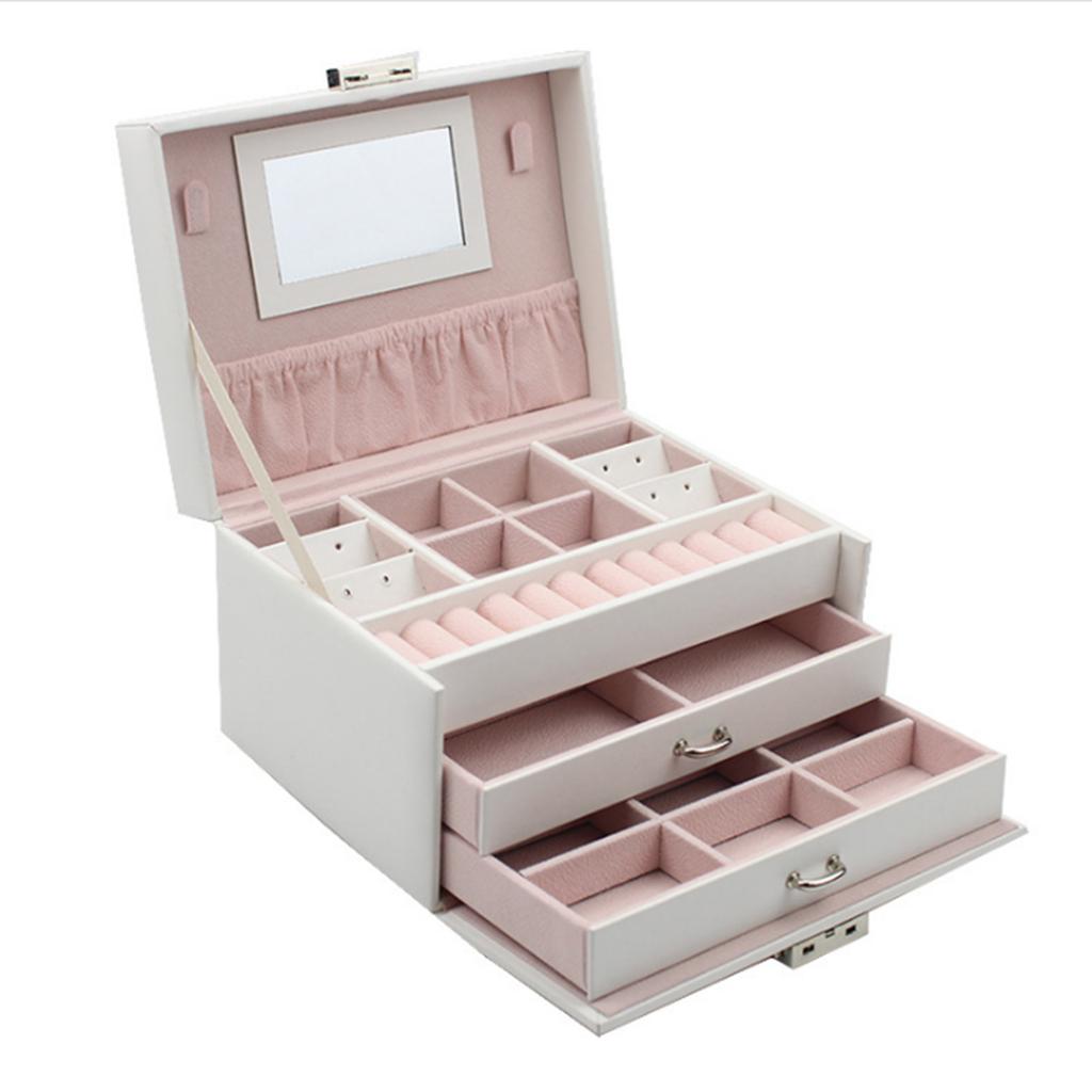 Органайзер для ювелирных изделий, 3-слойная шкатулка для драгоценностей большой емкости, серьги, ожерелье, кольца, держатель с макияжем
