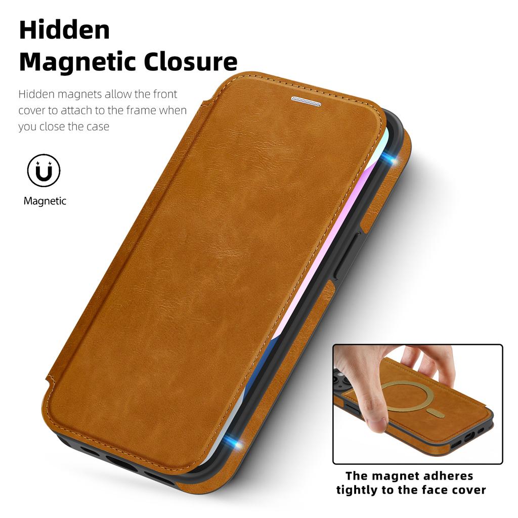 For iPhone 14 Plus Case Compatible with MagSafe RFID Blocking Card Holder Leather Phone Cover