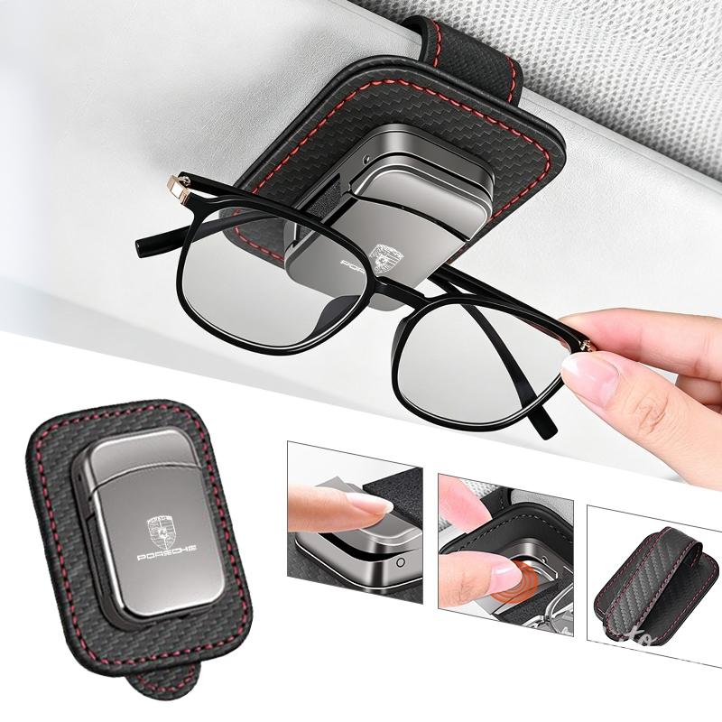 snprg4 Metal Car Sun Visor Glasses Clip For Porsche Macan Panamera Cayenne Cayman 911 918 Sunglasses Holder Universal Eyeglasses Clip
