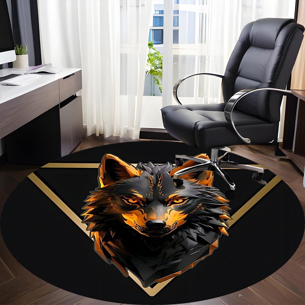 1pc Wolf Pack Office Round Area Rug, Under Office Chairs Bedroom Living Room Home Decor, Room Deco, Available in Various Sizes