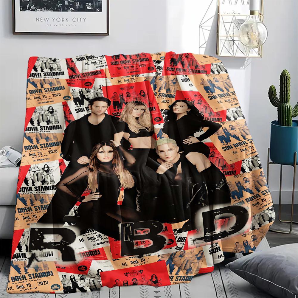 1Pc RBD Band Print Flannel Blanket, High quality Comfortable for All Seasons, Home Decor, Warmth and Comfort, Perfect for Gifts