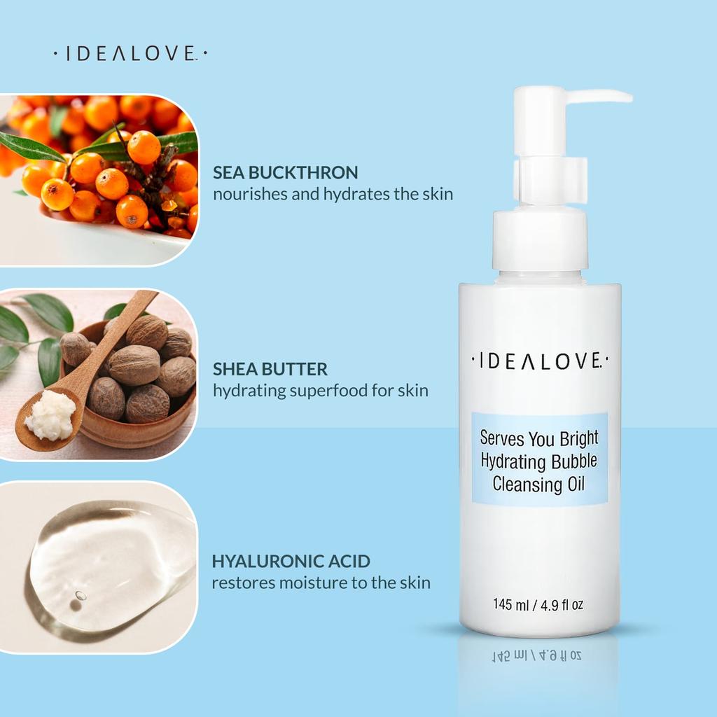 Idealove, Serve You Bright Hydrating Bubble Cleansing Oil, 4,9 жидких унций (145 мл)