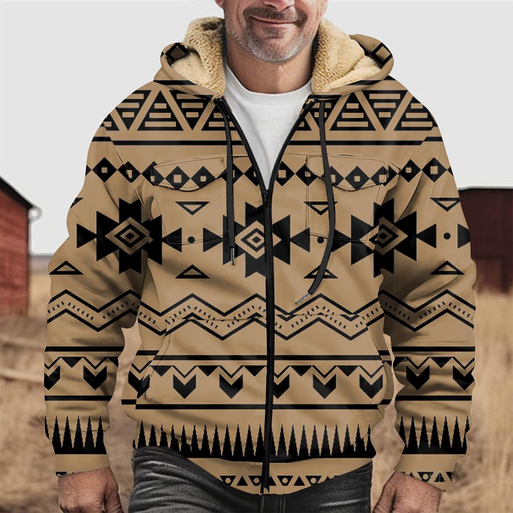 Мужская зимняя флисовая толстовка с капюшоном на молнии с накладным карманом, повседневная куртка